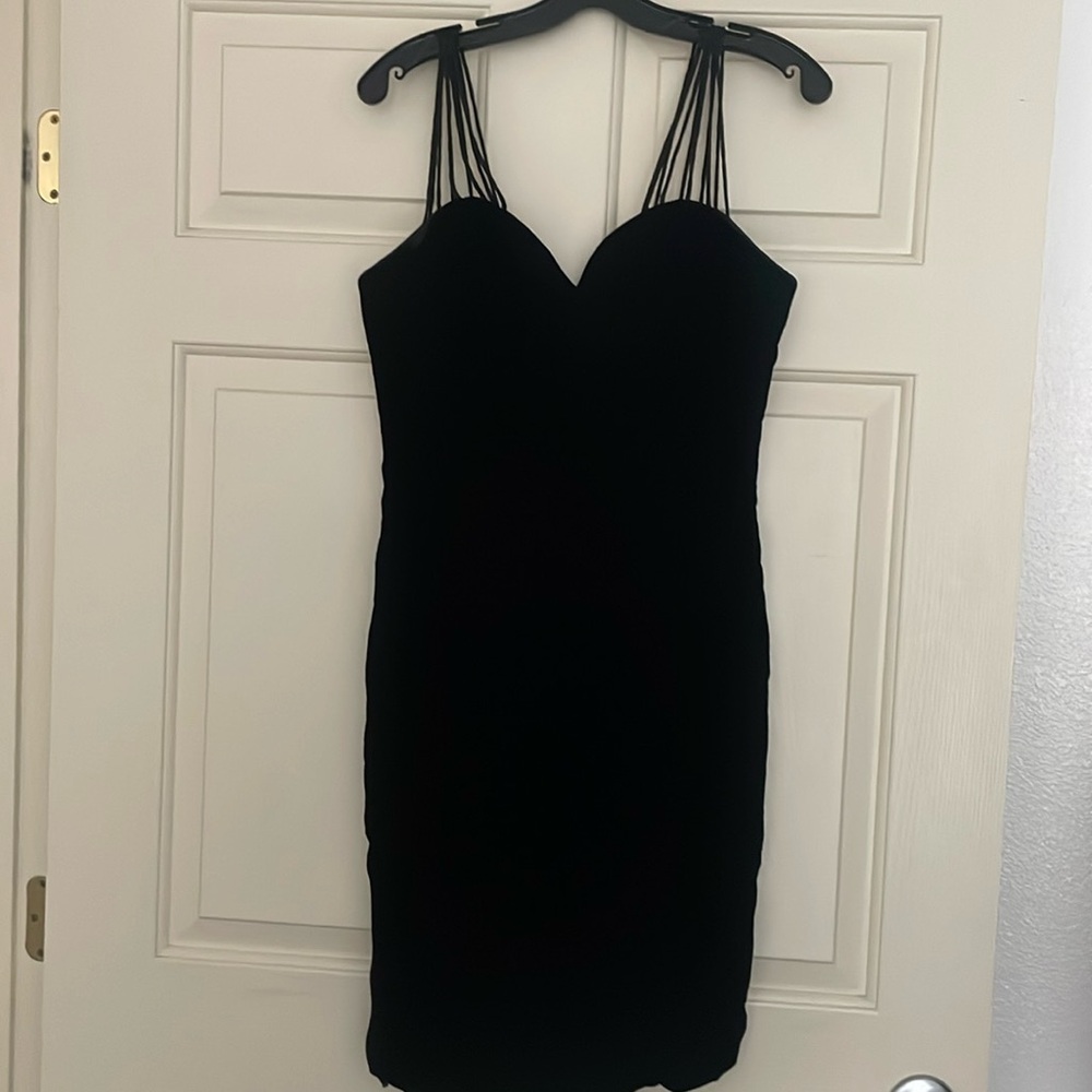 Black velvet mini dress